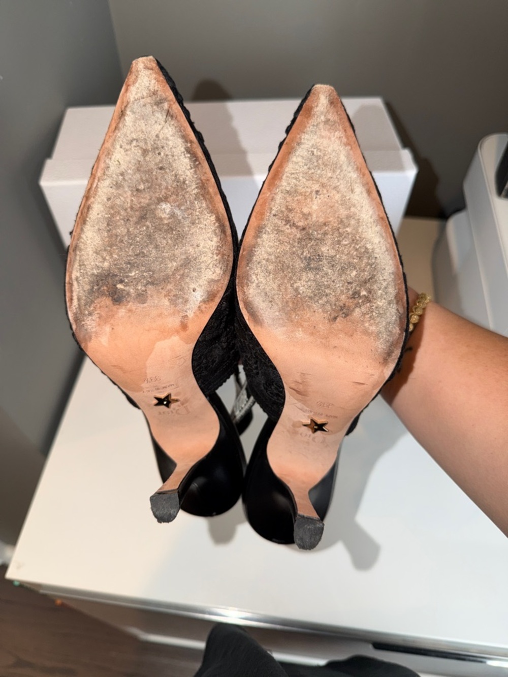 Dior Black Lace Slingback Pumps with J'Adior Ribbon - Picture 2 of 4